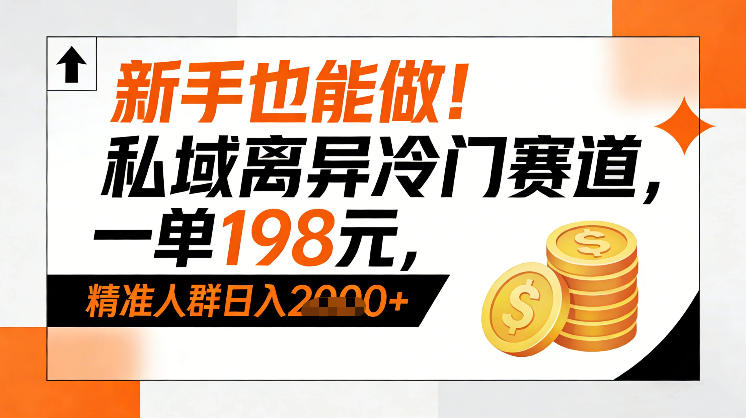 新手也能做！私域离异冷门赛道，一单198，精准人群日入1k+-财仔梦想资源网