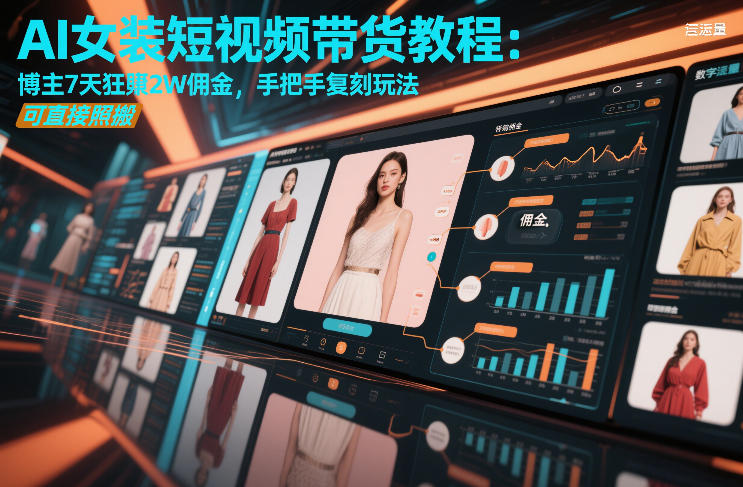 AI女装短视频带货教程：博主7天狂賺2W佣金，手把手复刻玩法，可直接照搬-财仔梦想资源网