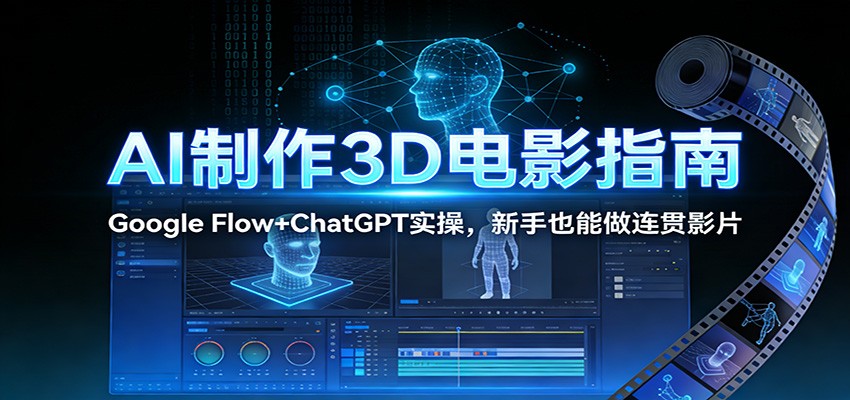 AI制作3D电影指南：Google Flow+ChatGPT实操，新手也能做连贯影片-财仔梦想资源网