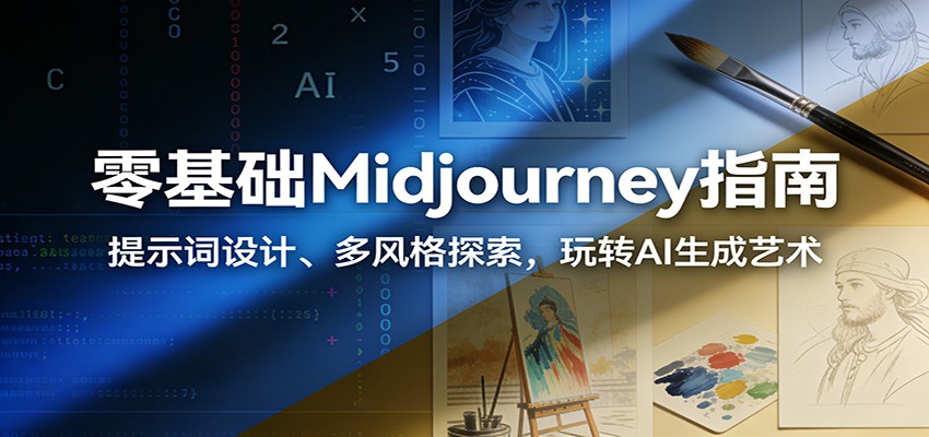 零基础Midjourney指南：提示词设计、多风格探索，玩转AI生成艺术-财仔梦想资源网