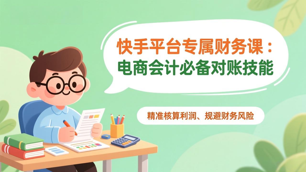 快手平台专属财务课：电商会计必备对账技能，精准核算利润、规避财务风险-财仔梦想资源网