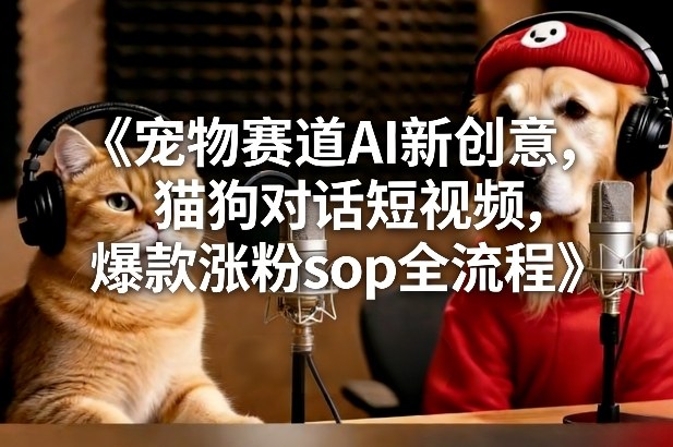 宠物赛道AI新创意，猫狗对话短视频，爆款涨粉sop全流程-财仔梦想资源网