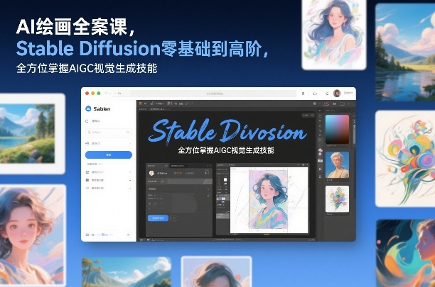 AI绘画全案课，Stable Diffusion零基础到高阶，全方位掌握AIGC视觉生成技能-财仔梦想资源网