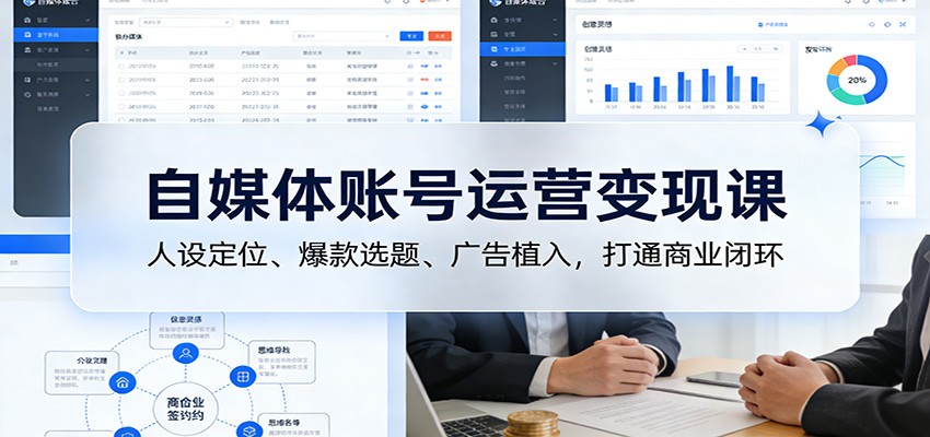 自媒体账号运营变现课：人设定位、爆款选题、广告植入，打通商业闭环-财仔梦想资源网
