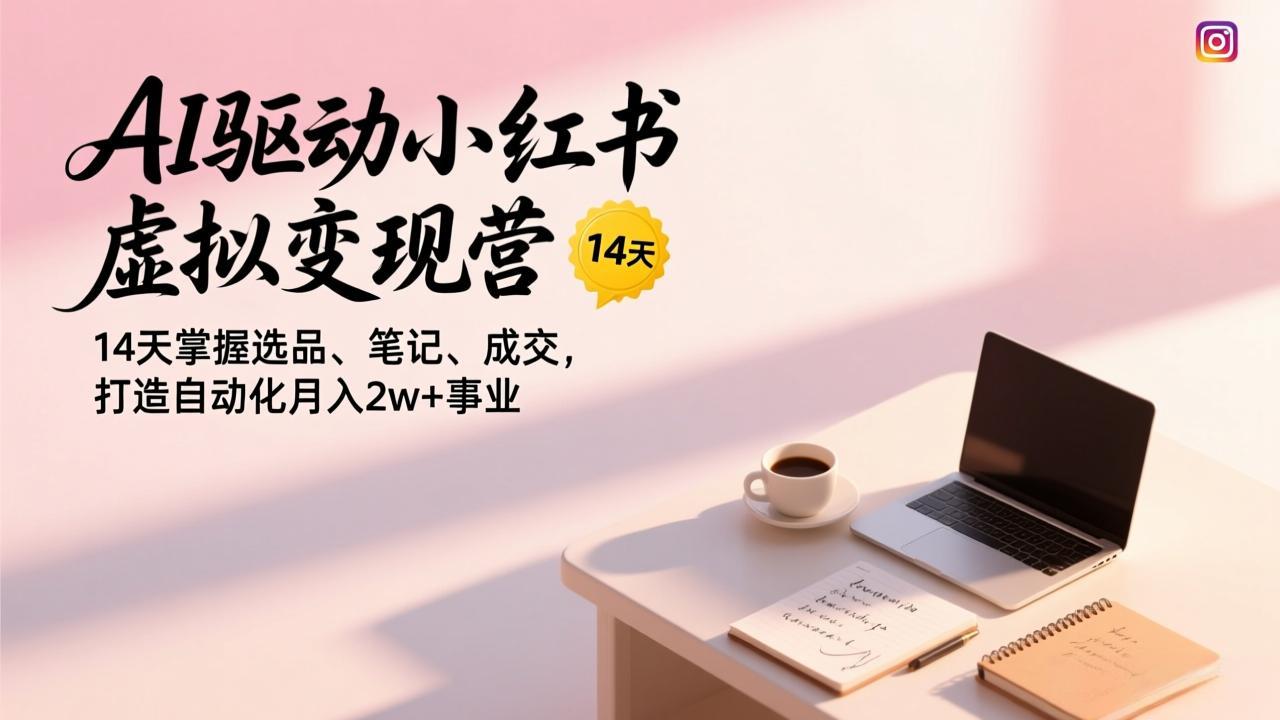 AI驱动小红书虚拟变现营，14天掌握选品、笔记、成交，打造自动化月入2w+事业-财仔梦想资源网
