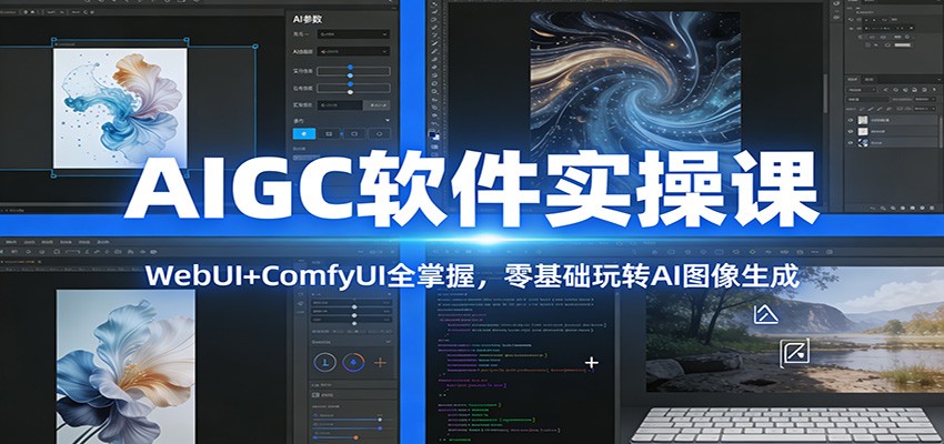 AIGC软件实操课：WebUI+ComfyUI全掌握，零基础玩转AI图像生成-财仔梦想资源网