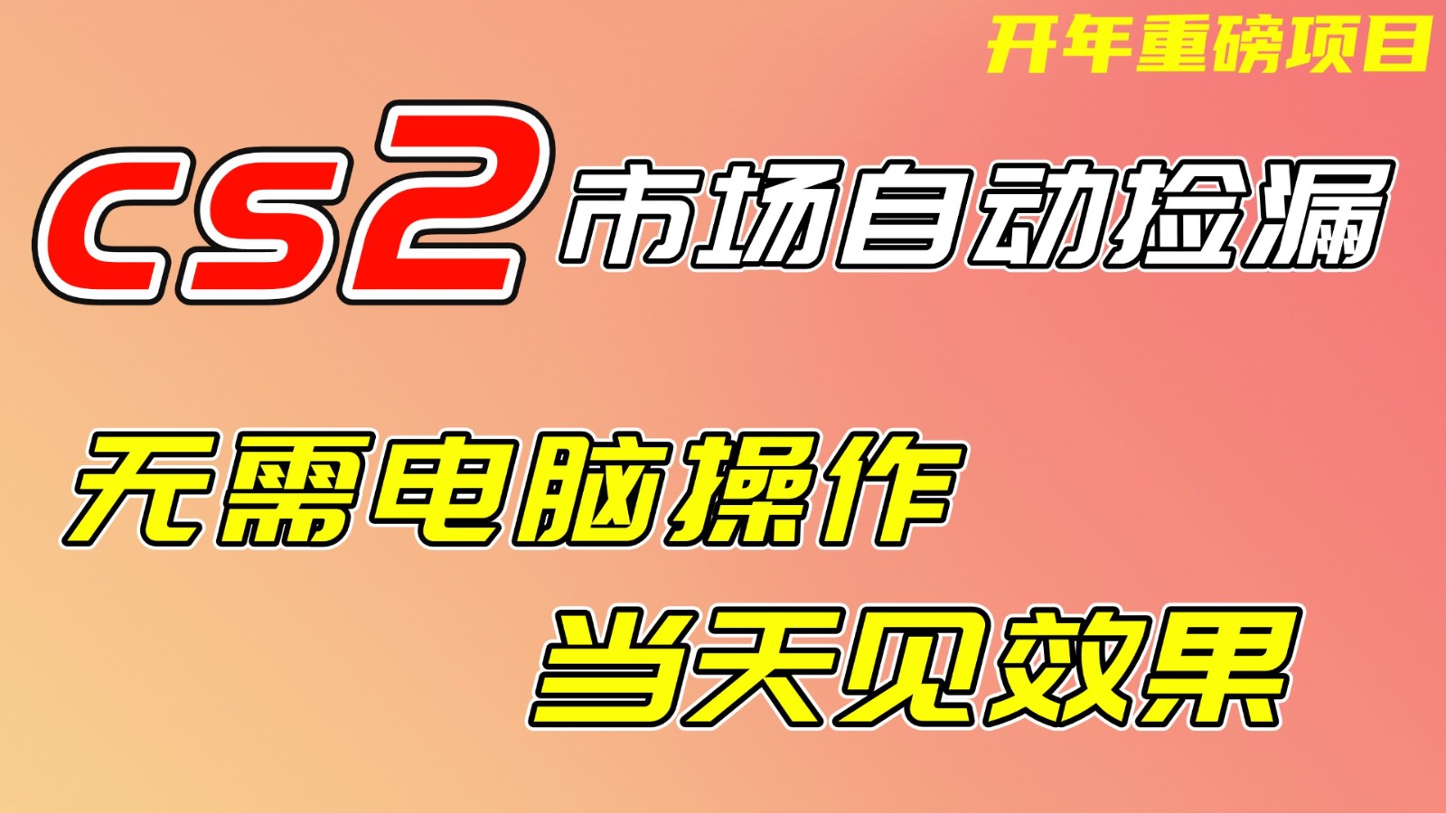 CS2市场挂机项，无需电脑操作，无需进入游戏，当天见效果，支持任何形式验证-财仔梦想资源网