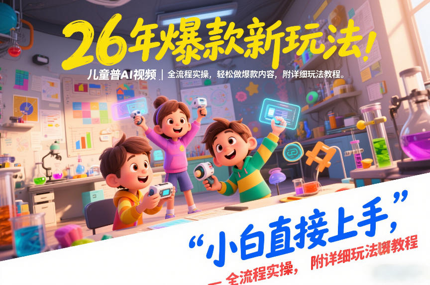 26年爆款新玩法，儿童科普AI视频，全流程实操，轻松做爆款内容，小白直接上手，附详细玩法教程-财仔梦想资源网