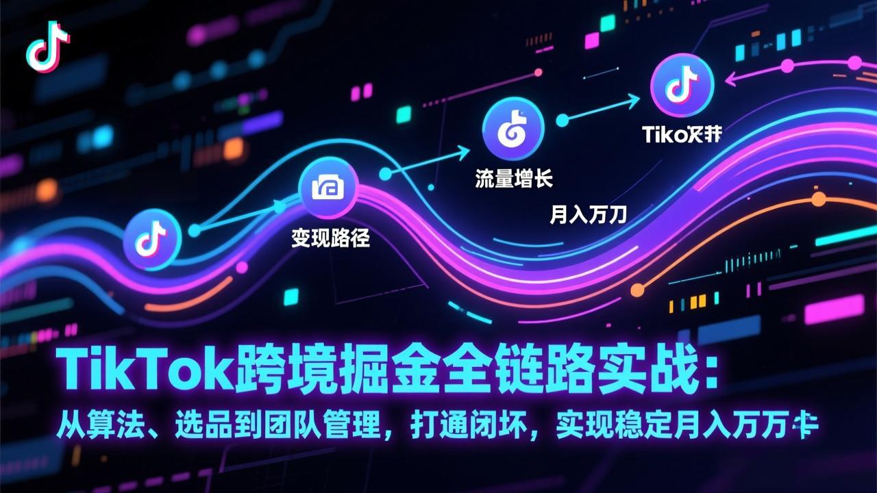 TikTok跨境掘金全链路实战：从算法、选品到团队管理，打通闭环，实现稳定月入万刀-财仔梦想资源网