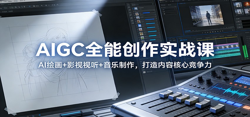 AIGC全能创作实战课：AI绘画+影视视听+音乐制作，打造内容核心竞争力-财仔梦想资源网