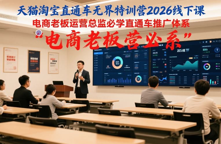 天猫淘宝直通车无界特训营2026线下课，电商老板运营总监必学直通车推广体系-财仔梦想资源网