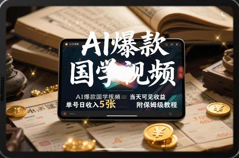 AI爆款国学视频，独家起号方法，小白直接上手，当天可见收益，单号日收入5张+附保姆级教程-财仔梦想资源网