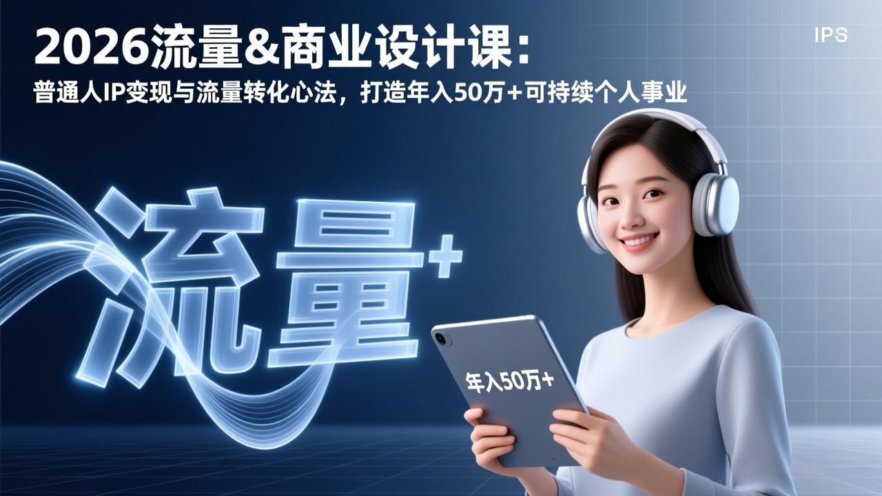2026流量&商业设计课：普通人IP变现与流量转化心法，打造年入50万+可持续个人事业-财仔梦想资源网