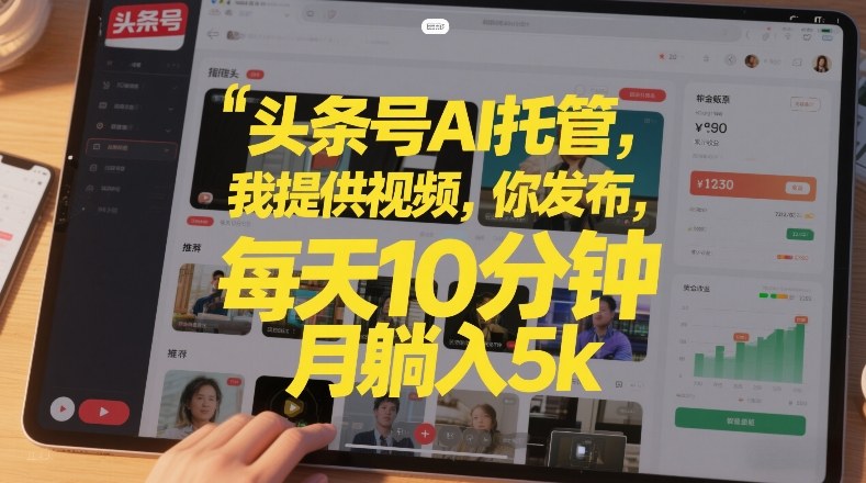 头条号AI托管，我提供视频，你发布，每天10分钟，月躺入5k+【揭秘】-财仔梦想资源网