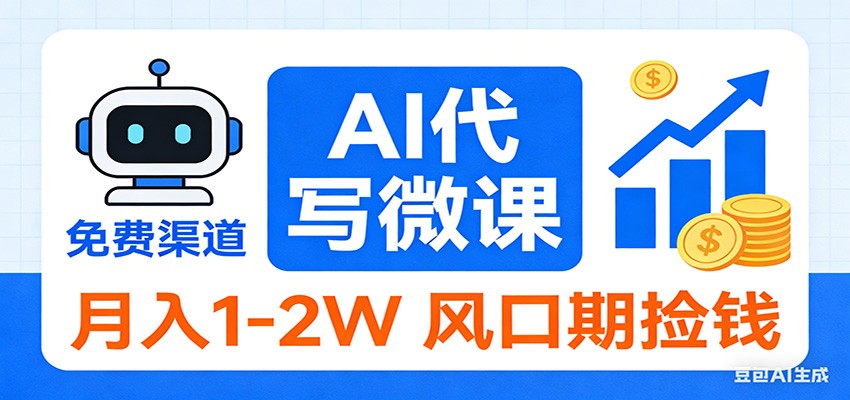 2026告别打工！AI 代写微课，提供免费渠道，月入 1-2W 风口期捡钱-财仔梦想资源网