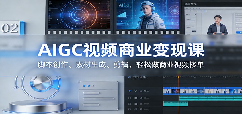 AIGC视频商业变现课：脚本创作、素材生成、剪辑，轻松做商业视频接单-财仔梦想资源网