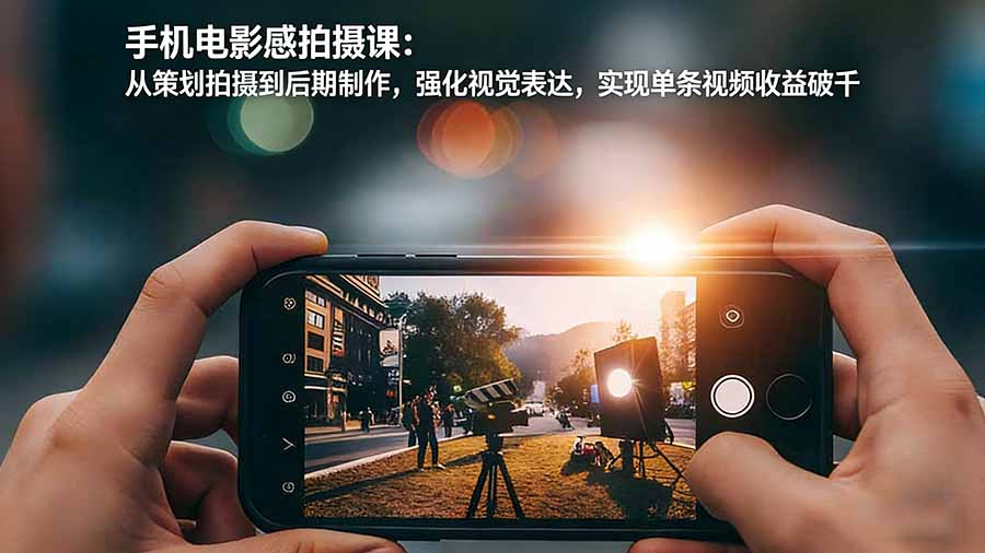 手机电影感拍摄课：从策划拍摄到后期制作，强化视觉表达，实现单条视频收益破千-财仔梦想资源网