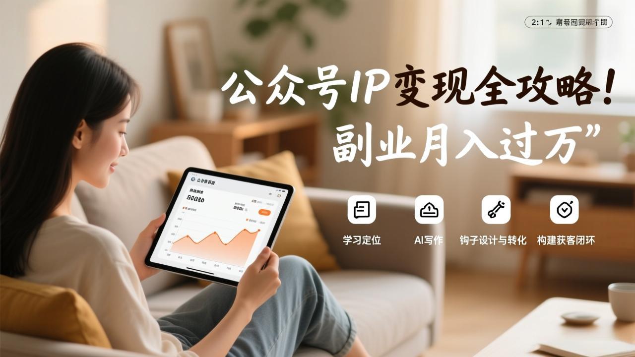 公众号IP变现全攻略，学习定位、AI写作、钩子设计与转化，构建获客闭环，副业月入过万-财仔梦想资源网