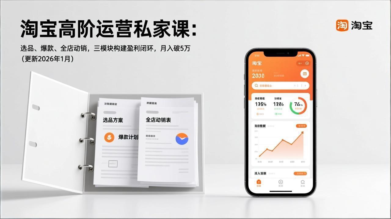 淘宝高阶运营私家课：选品、爆款、全店动销，三模块构建盈利闭环，月入破5万(更新26年1月-财仔梦想资源网