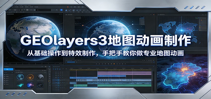 GEOlayers3地图动画制作：从基础操作到特效制作，手把手教你做专业地图动画-财仔梦想资源网