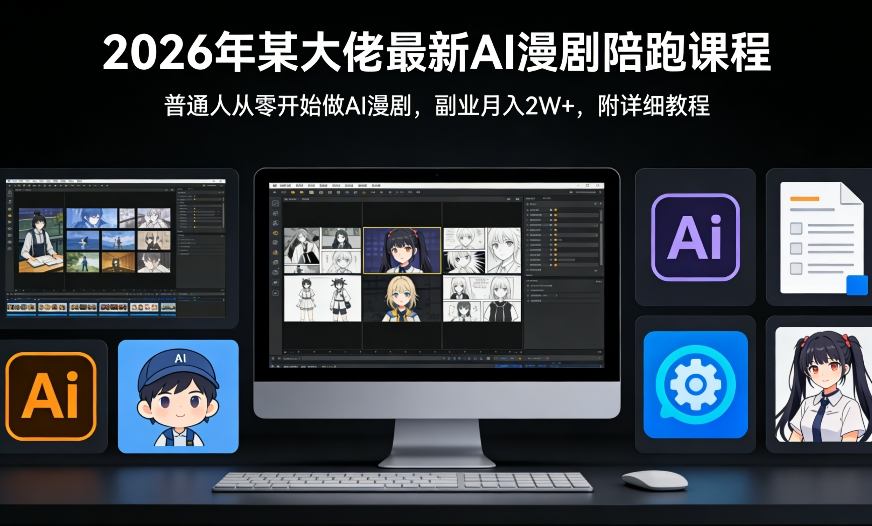 26年某大佬最新Ai漫剧陪跑课程，普通人从零开始做AI漫剧，副业月入2W+-财仔梦想资源网
