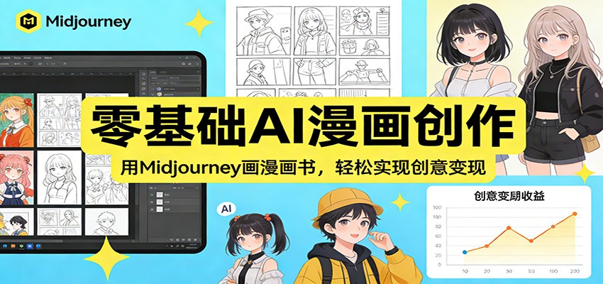 零基础AI漫画创作：用Midjourney画漫画书，轻松实现创意变现-财仔梦想资源网