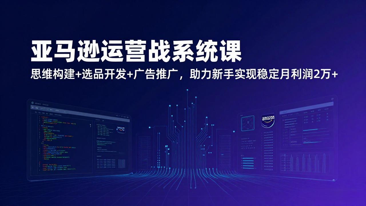 亚马逊运营实战系统课，思维构建+选品开发+广告推广，助力新手实现稳定月利润2万+(更新-财仔梦想资源网