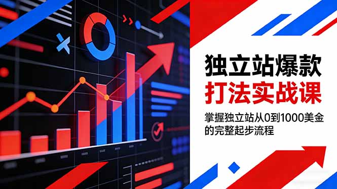 独立站爆款打法实战课，掌握独立站从0到1000美金的完整起步流程-财仔梦想资源网