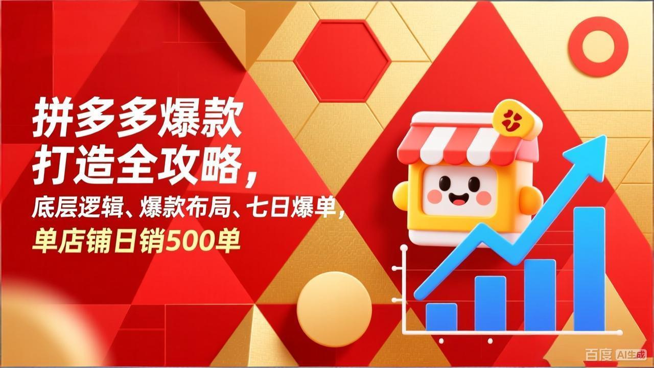 拼多多爆款打造全攻略，底层逻辑、爆款布局、七日爆单，单店铺日销500单-财仔梦想资源网