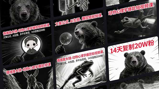 情绪放大镜-动物心理学爆款短视频课，文案公式、AI生图、多平台变现，14天复制20W粉-财仔梦想资源网