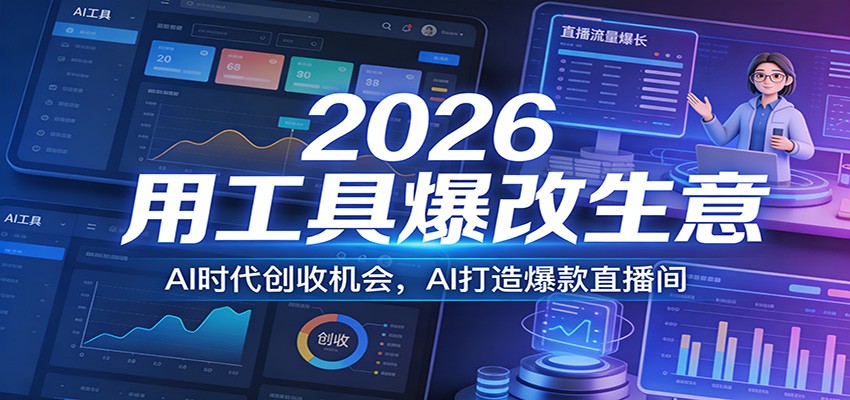 2026用工具爆改生意，AI时代创收机会，AI打造爆款直播间-财仔梦想资源网