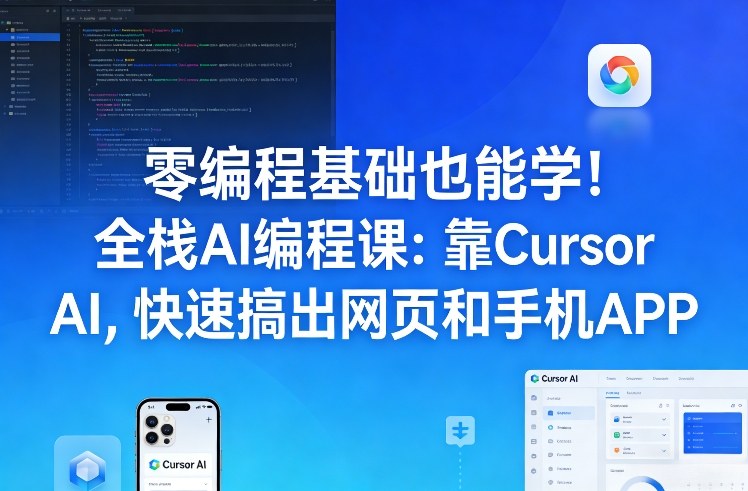 零编程基础也能学！全栈AI编程课：靠Cursor AI，快速搞出网页和手机APP-财仔梦想资源网