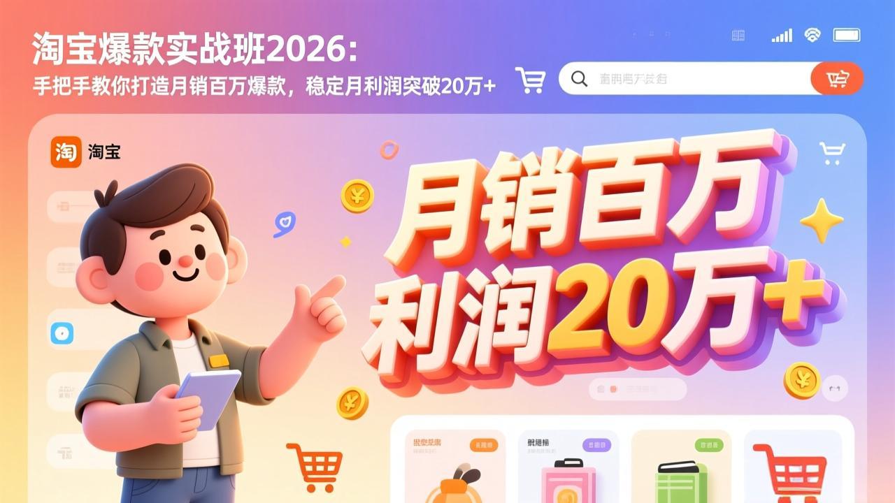 淘宝爆款实战班-2026年2月更新：手把手教你打造月销百万爆款，稳定月利润突破20万+-财仔梦想资源网