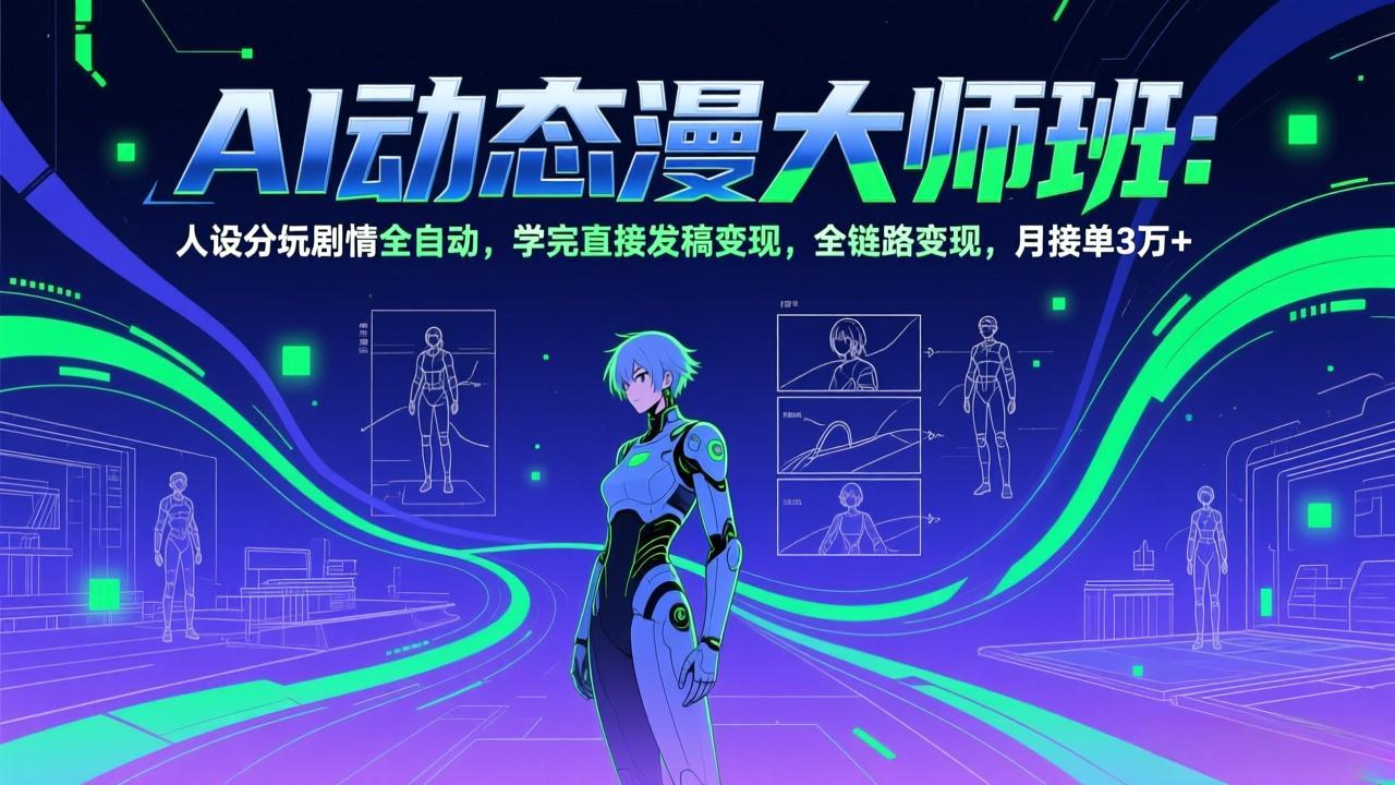 AI动态漫剧大师班：人设分镜剧情全自动，学完直接发稿变现，全链路变现，月接单3万+-财仔梦想资源网