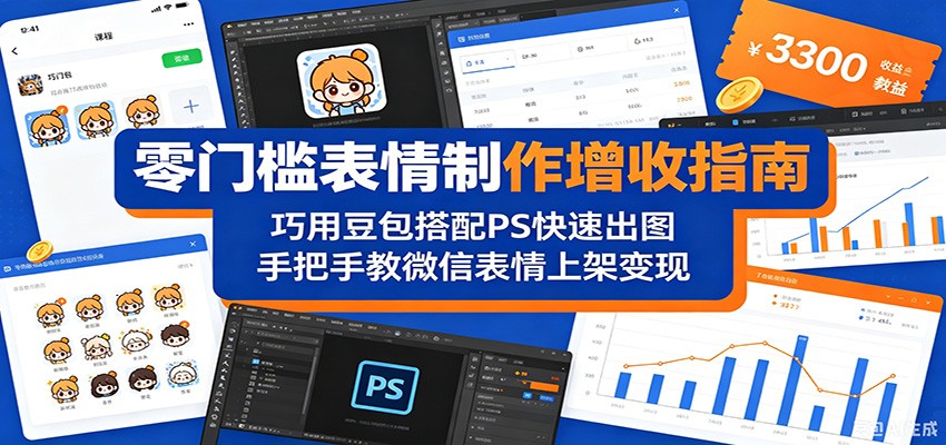 零门槛表情制作增收指南：巧用豆包搭配 PS 快速出图，手把手教微信表情上架变现-财仔梦想资源网