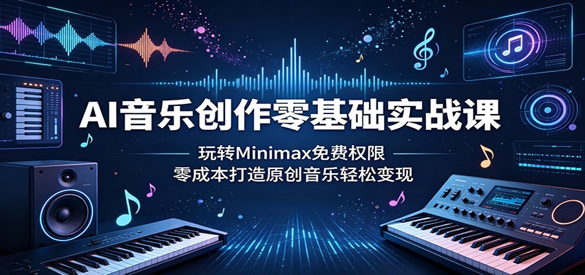 AI音乐创作零基础实战课:玩转Minimax免费权限,零成本打造原创音乐轻松变现-财仔梦想资源网