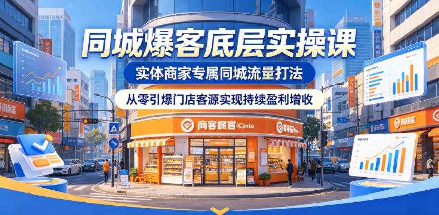 同城爆客底层实操课，实体商家专属同城流量打法，从零引爆门店客源实现持续盈利增收-财仔梦想资源网