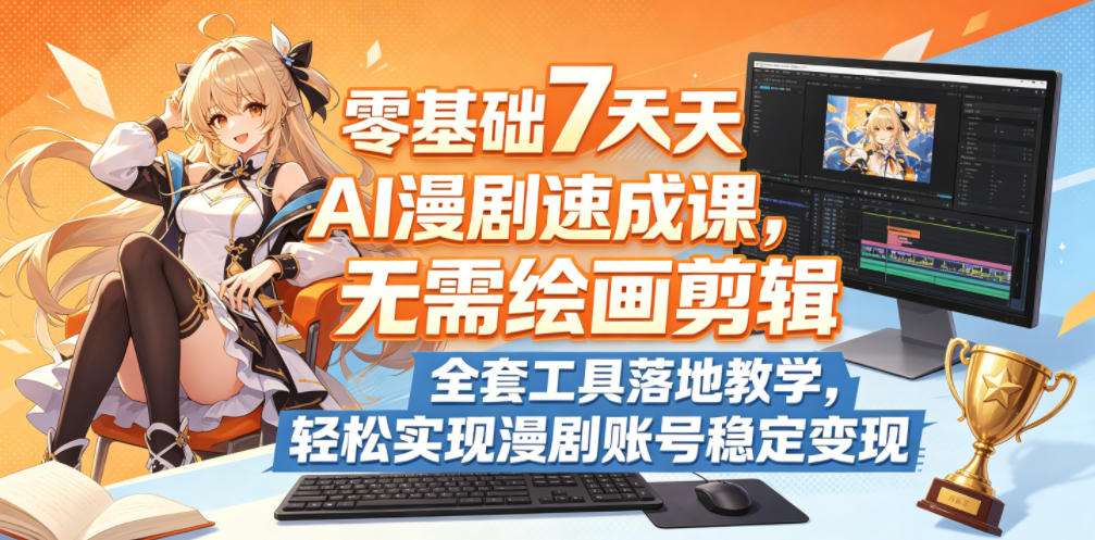 零基础7天AI漫剧速成课，无需绘画剪辑，全套工具落地教学，轻松实现漫剧账号稳定变现-财仔梦想资源网