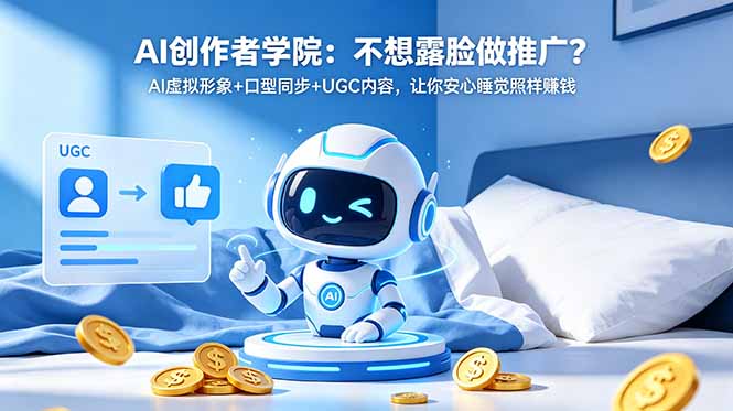 AI创作者学院：不想露脸做推广？AI虚拟形象+口型同步+UGC内容，让你安心睡觉照样赚钱-财仔梦想资源网
