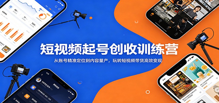 短视频起号创收训练营：从账号精准定位到内容量产，玩转短视频带货高效变现-财仔梦想资源网