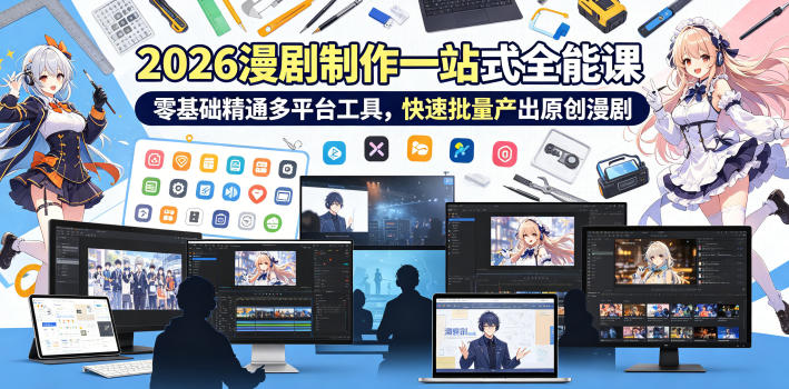 2026 AI漫剧制作一站式全能课，零基础精通多平台工具，快速批量产出原创漫剧-财仔梦想资源网
