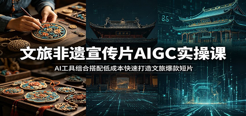文旅非遗宣传片AIGC实操课：AI工具组合搭配低成本快速打造文旅爆款短片-财仔梦想资源网